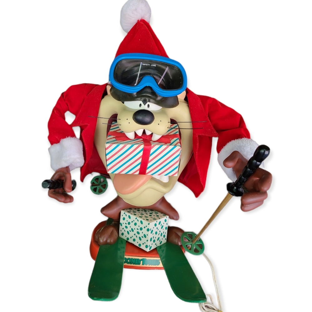 RARE VINTAGE LOONEY TUNES CHRISTMAS SANTA TAZ ANAMATRONIC SKIING 1997 - Picture 1 of 11
